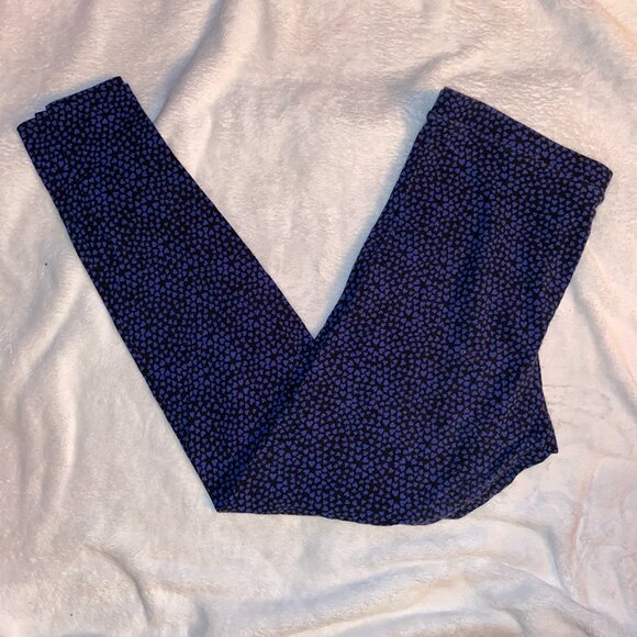 LC Lauren Conrad Black w/Blue Hearts Leggings Size Large - Picture 1 of 6